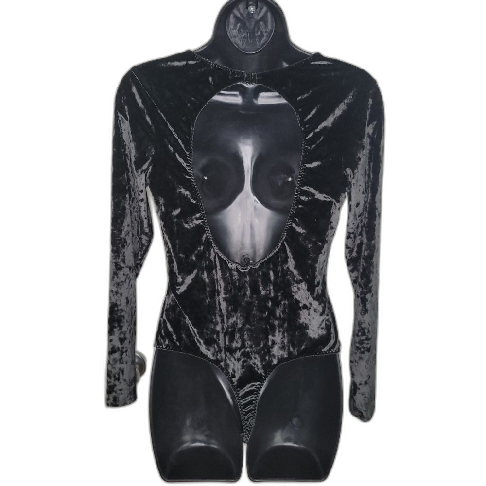 Victoria's Secret black velvet 90s bodysuit m/l Medium /Large - Picture 6 of 8